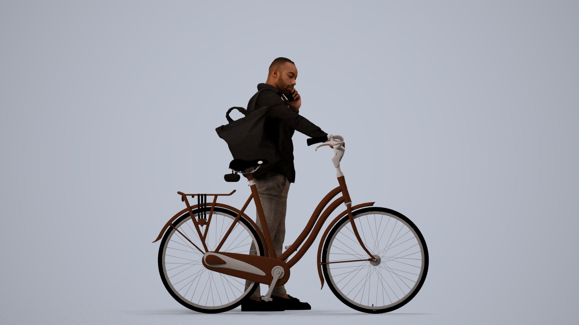 realistic 3D people man business cycling, render-ready for V-Ray and Corona, FBX OBJ, side view render