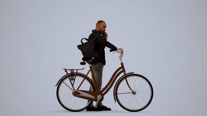realistic 3D people man business cycling, render-ready for V-Ray and Corona, FBX OBJ, side view render