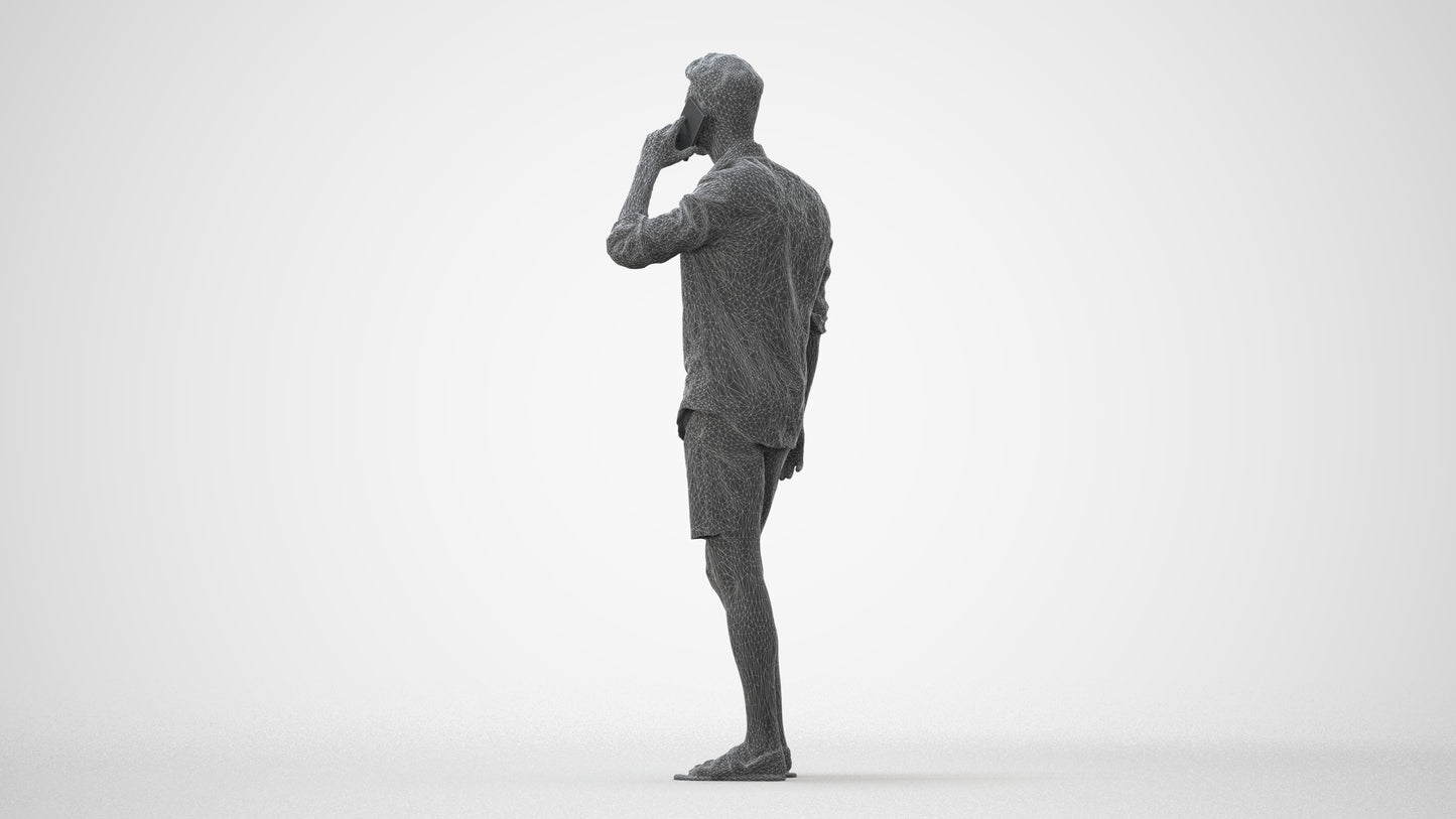 scanned 3D man casual standing, photogrammetry people for Enscape and V-Ray, square thumbnail