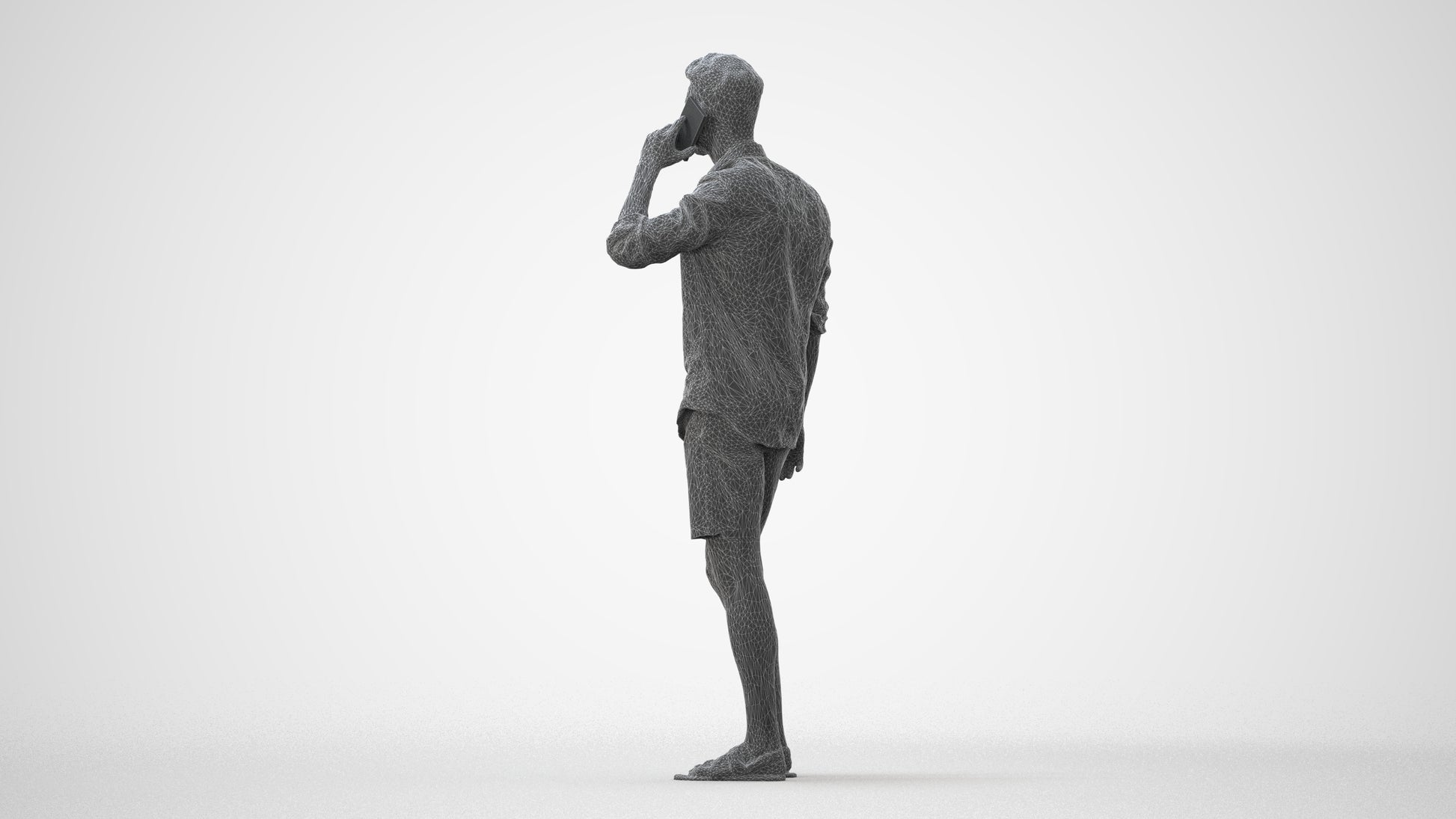scanned 3D man casual standing, photogrammetry people for Enscape and V-Ray, square thumbnail