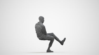 3D scanned man business, photorealistic archviz people for Enscape and SketchUp, wireframe side view