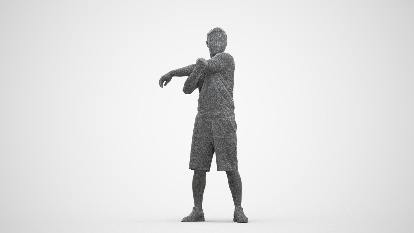 realistic 3D human man sport, archviz people FBX OBJ for Blender, three-quarter front view render