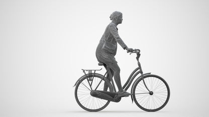 realistic 3D people woman casual cycling, render-ready for V-Ray and Corona, FBX OBJ, wireframe side view