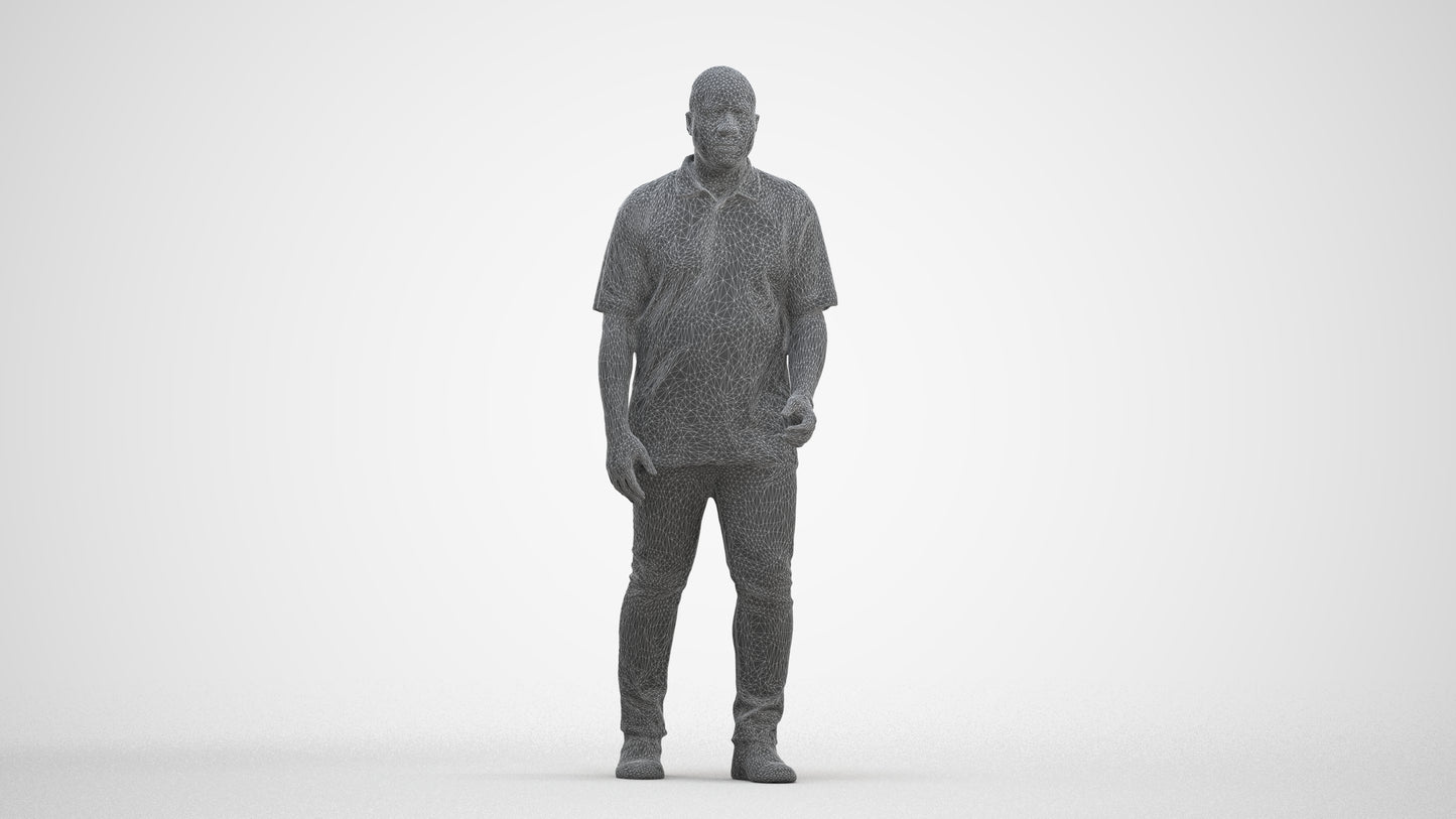 realistic 3D people man casual walking, render-ready for V-Ray and Corona, FBX OBJ, three-quarter front view render