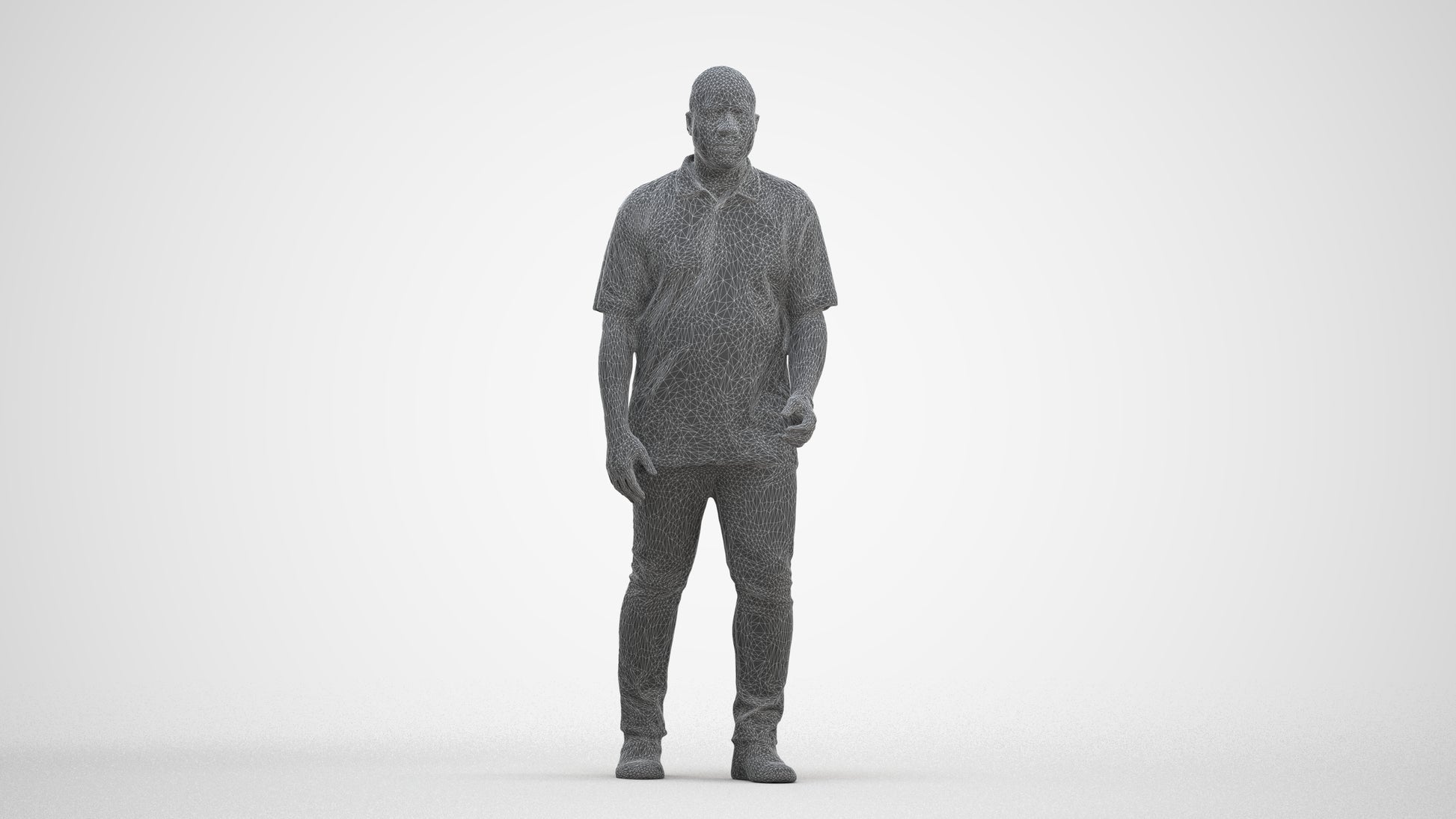 realistic 3D people man casual walking, render-ready for V-Ray and Corona, FBX OBJ, three-quarter front view render