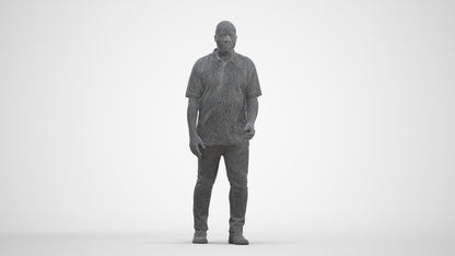 realistic 3D people man casual walking, render-ready for V-Ray and Corona, FBX OBJ, three-quarter front view render