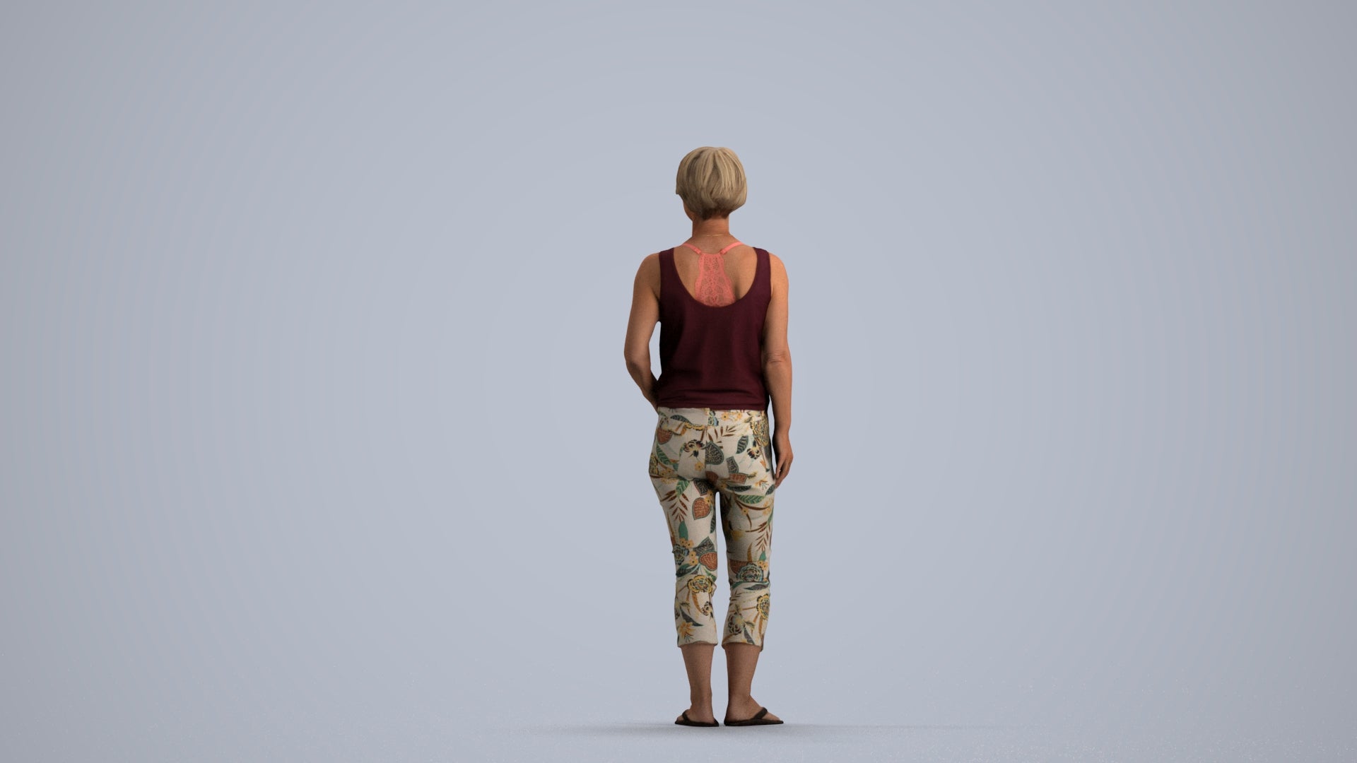 realistic 3D people senior woman standing, render-ready for V-Ray and Corona, FBX OBJ, front view render