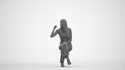 3D people model woman casual sitting, scanned human for 3ds Max rendering, three-quarter front view render