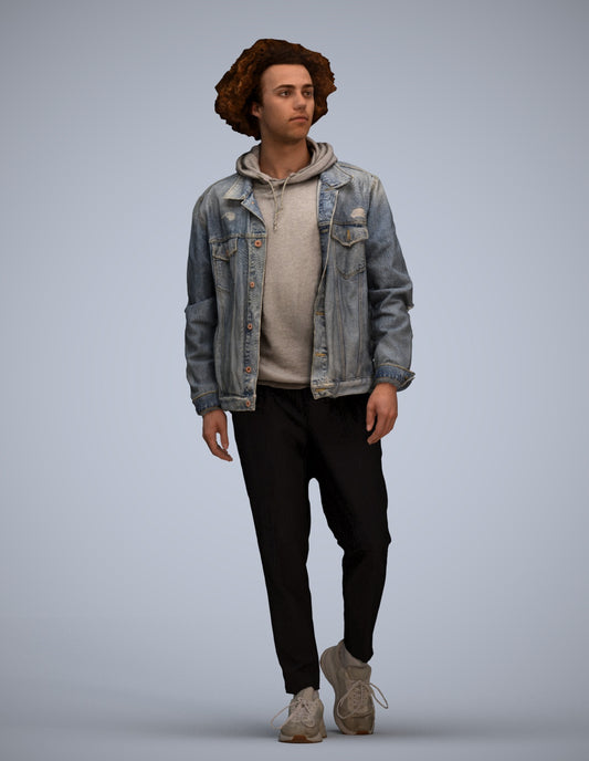 realistic 3D human man casual walking, archviz people FBX OBJ for Blender