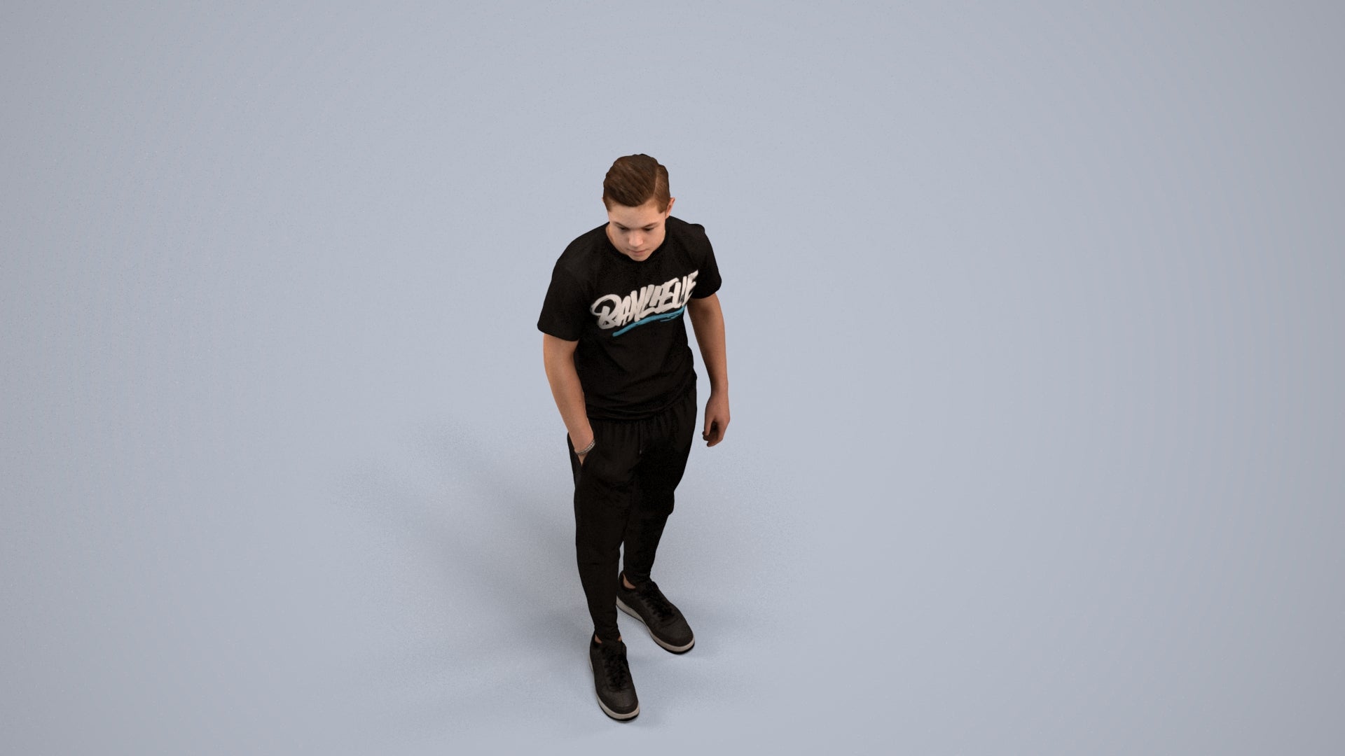 photogrammetry 3D boy casual kids, realistic human model archviz FBX, back view render