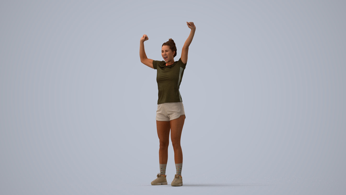 photogrammetry 3D woman sport, realistic human model archviz FBX, three-quarter view render