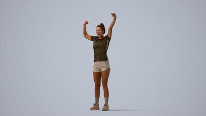 photogrammetry 3D woman sport, realistic human model archviz FBX, three-quarter view render