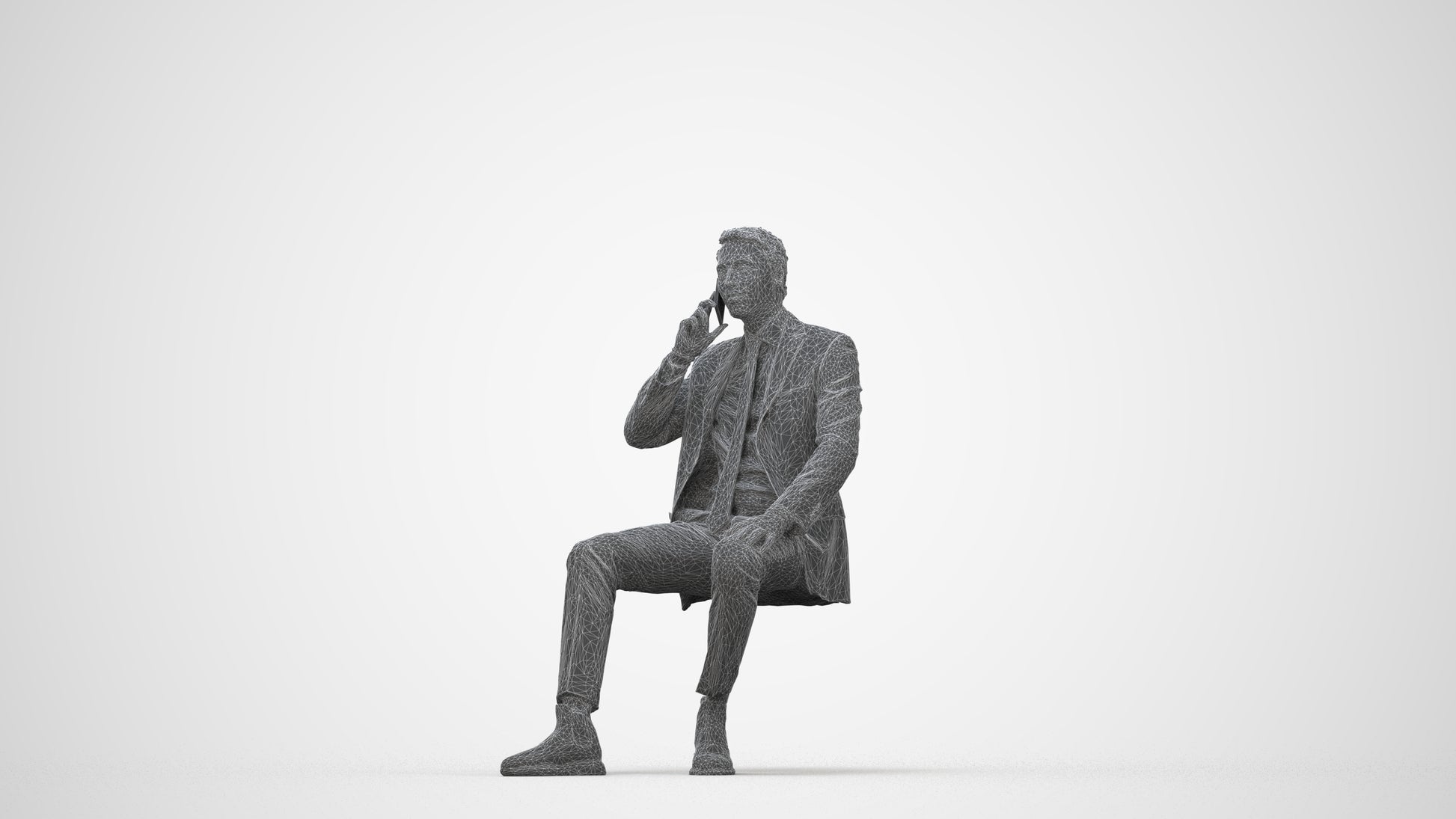 scanned 3D man business, photogrammetry people for Enscape and V-Ray, wireframe back view