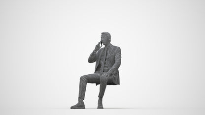 scanned 3D man business, photogrammetry people for Enscape and V-Ray, wireframe back view