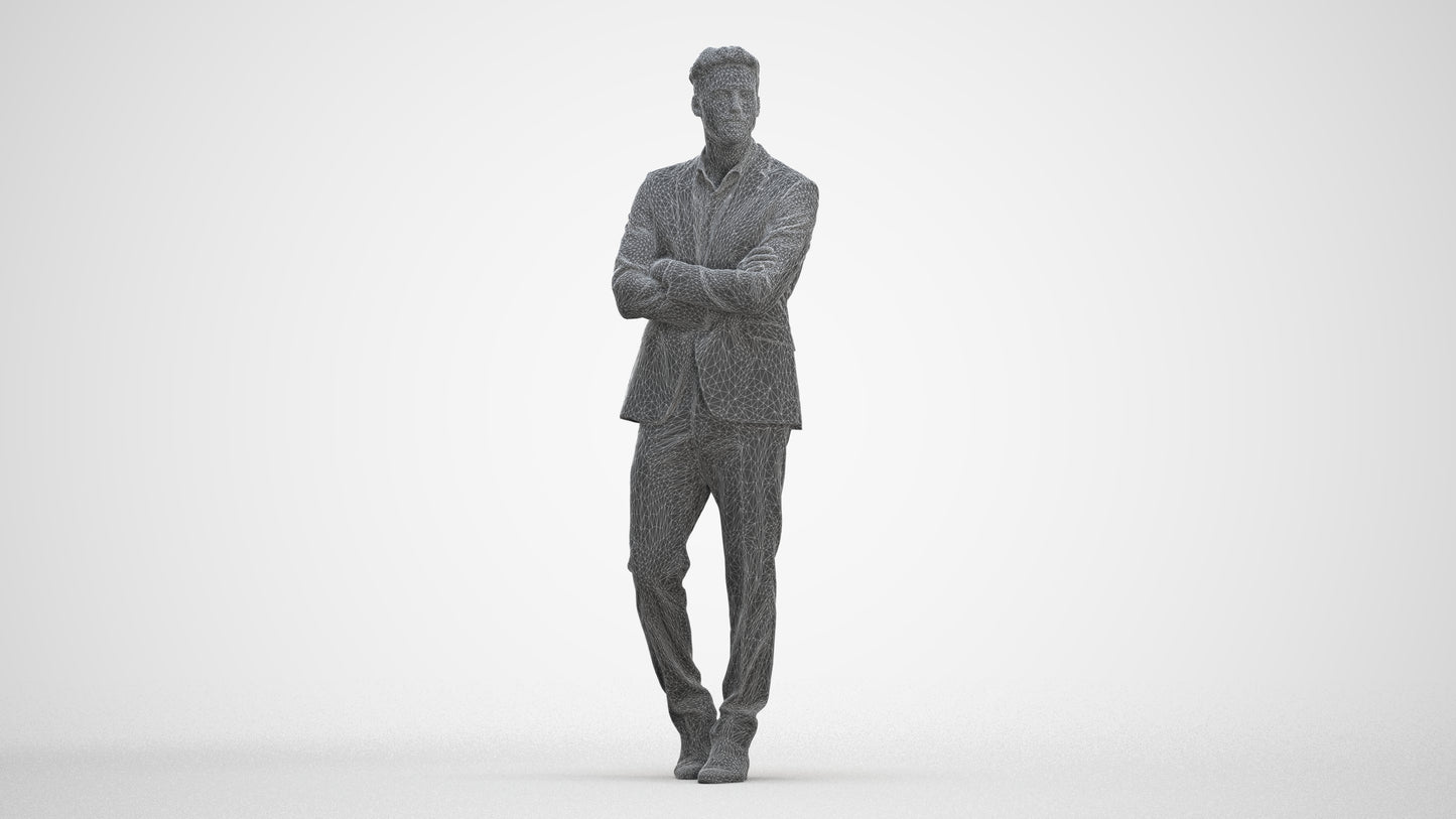 photogrammetry 3D man business, realistic human model archviz FBX, three-quarter front view render