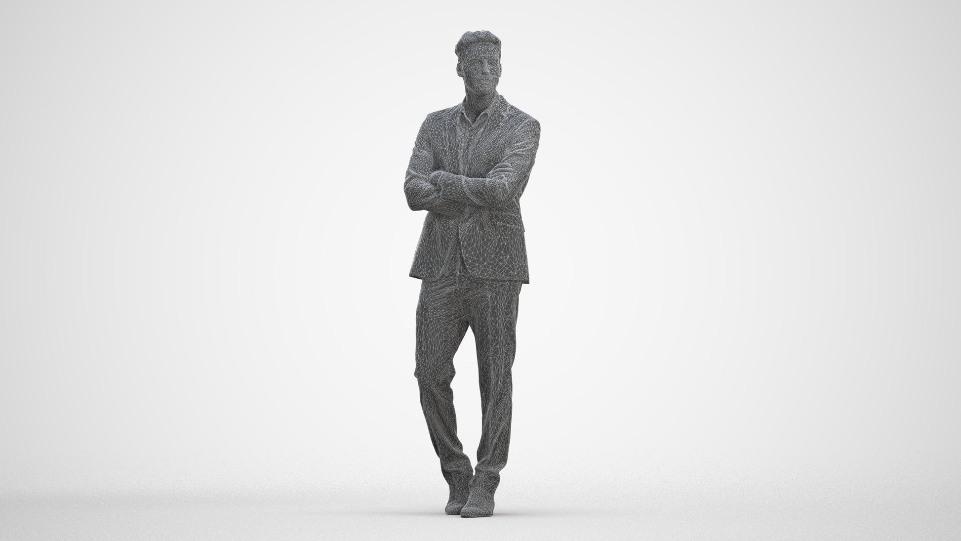 photogrammetry 3D man business, realistic human model archviz FBX, three-quarter front view render
