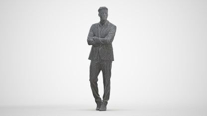 photogrammetry 3D man business, realistic human model archviz FBX, three-quarter front view render