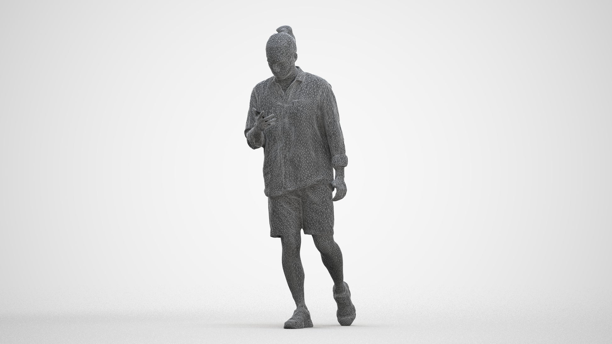 realistic 3D people man casual walking, render-ready for V-Ray and Corona, FBX OBJ, three-quarter front view render