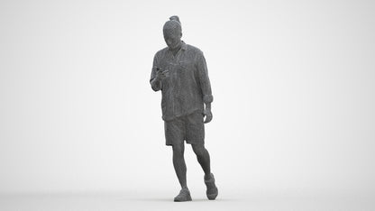 realistic 3D people man casual walking, render-ready for V-Ray and Corona, FBX OBJ, three-quarter front view render