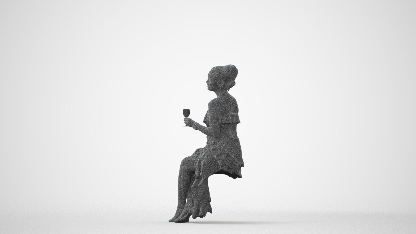 3D human model woman formal formalaffairs, photogrammetry scanned person for archviz, square thumbnail