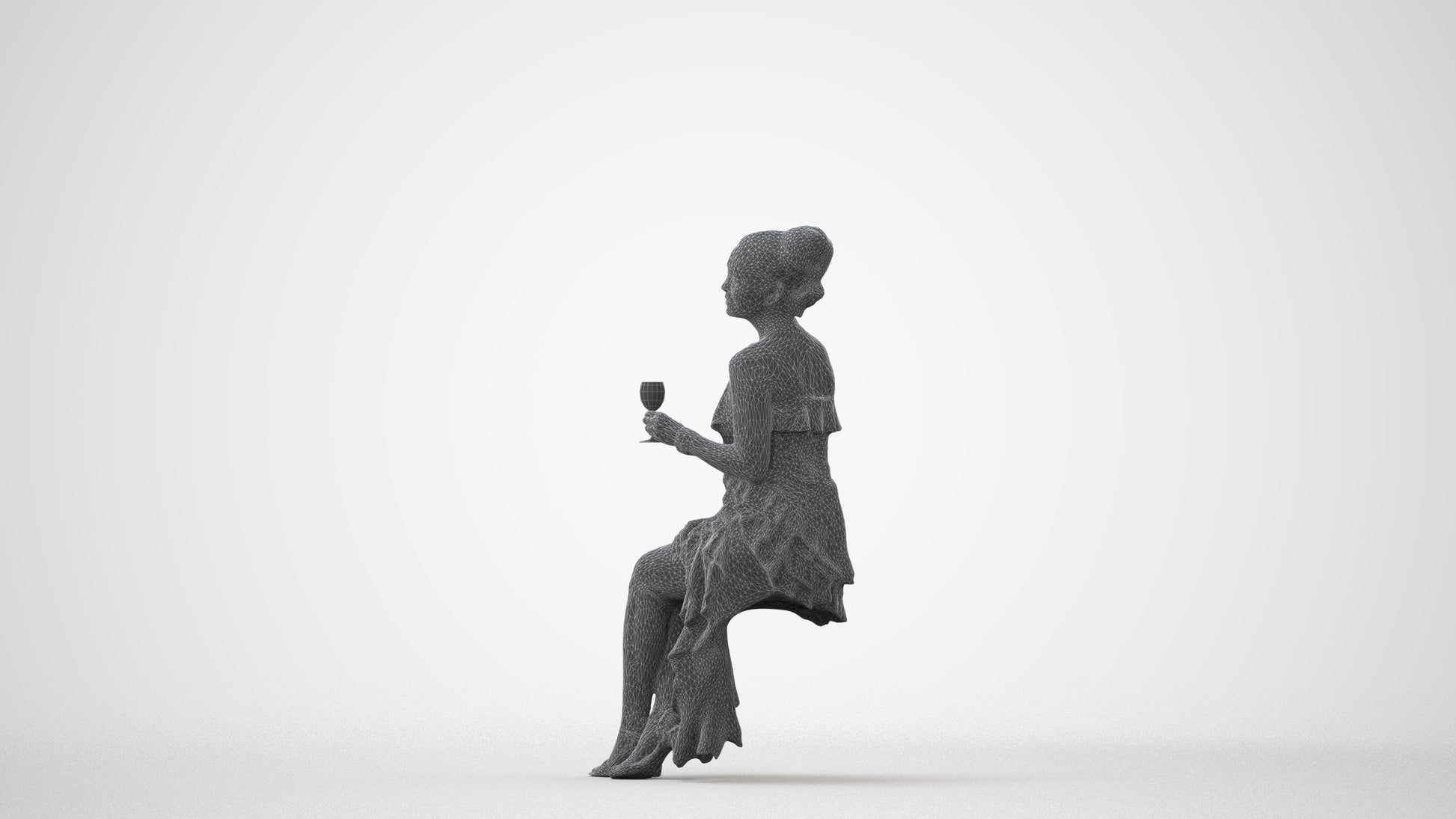 3D human model woman formal formalaffairs, photogrammetry scanned person for archviz, square thumbnail