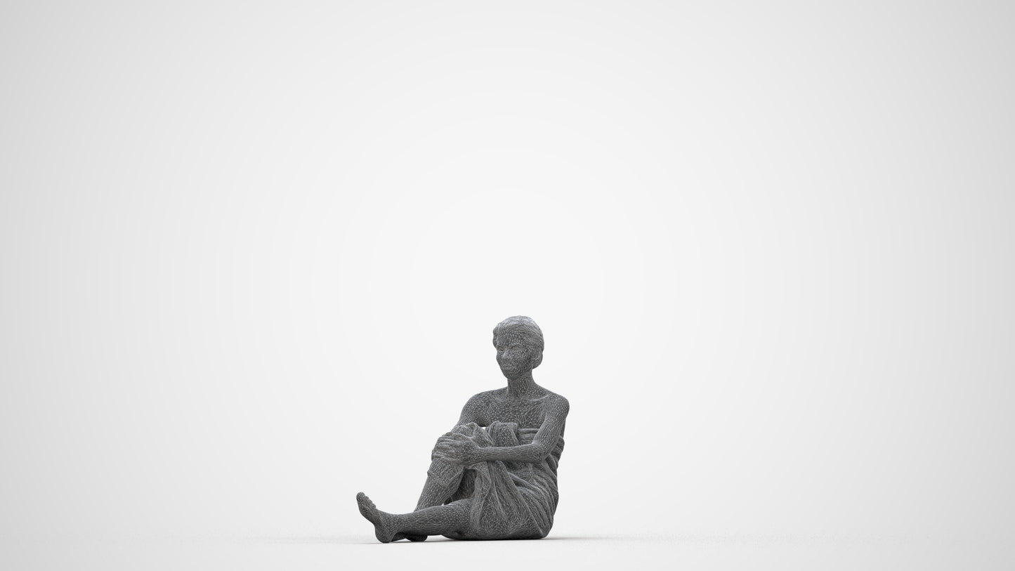 3D scanned woman sport, photorealistic archviz people for Enscape and SketchUp, wireframe back view