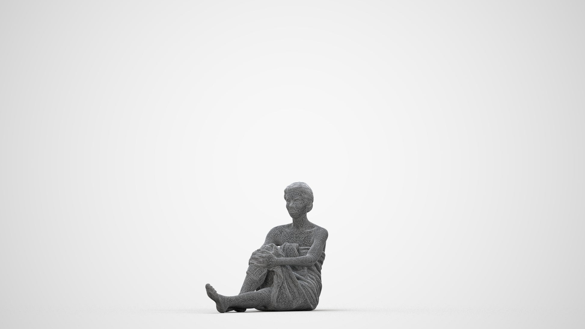 3D scanned woman sport, photorealistic archviz people for Enscape and SketchUp, wireframe back view