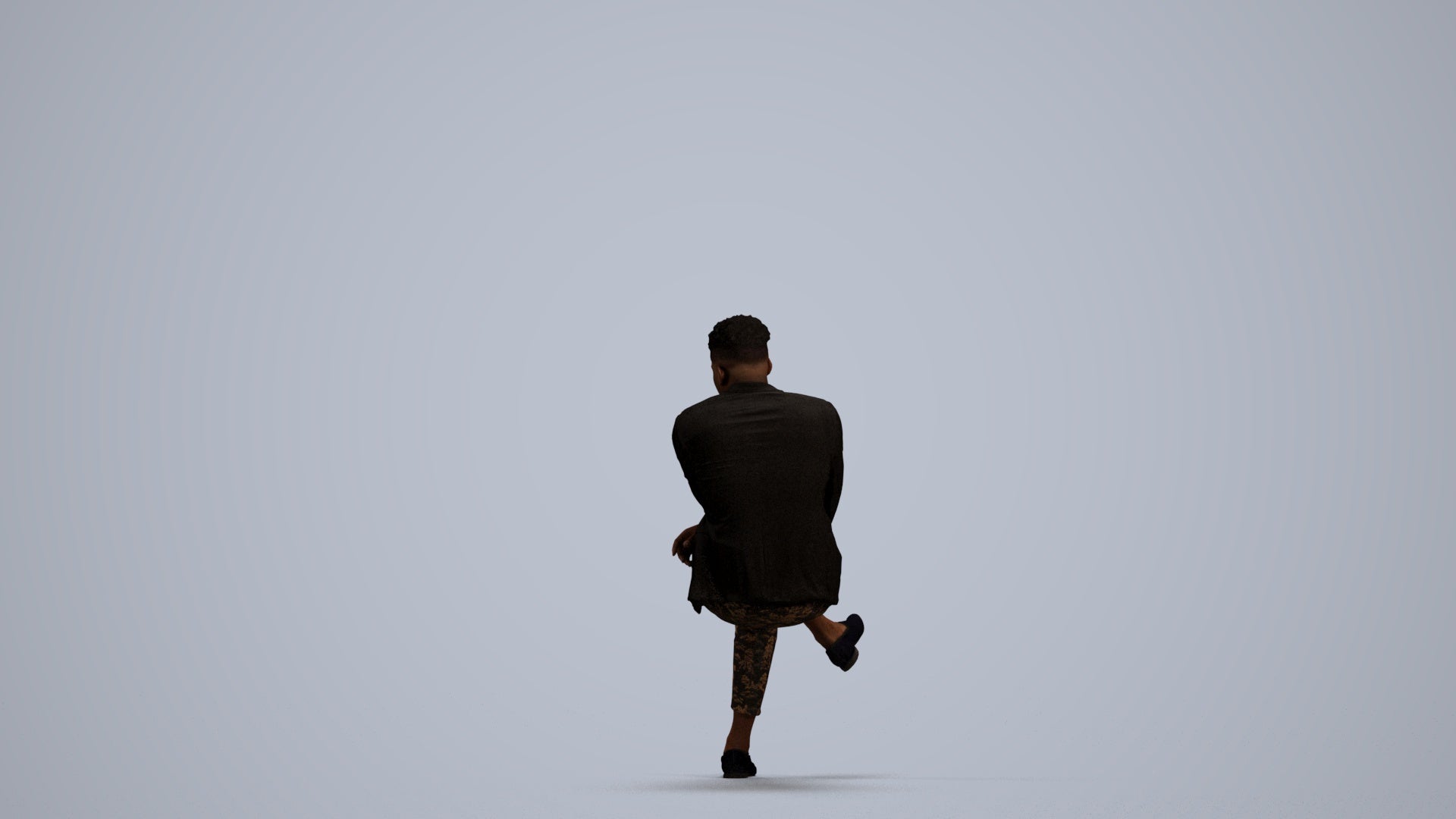 scanned 3D man casual sitting, photogrammetry people for Enscape and V-Ray, front view render