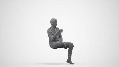 realistic 3D people man business, render-ready for V-Ray and Corona, FBX OBJ, wireframe side view