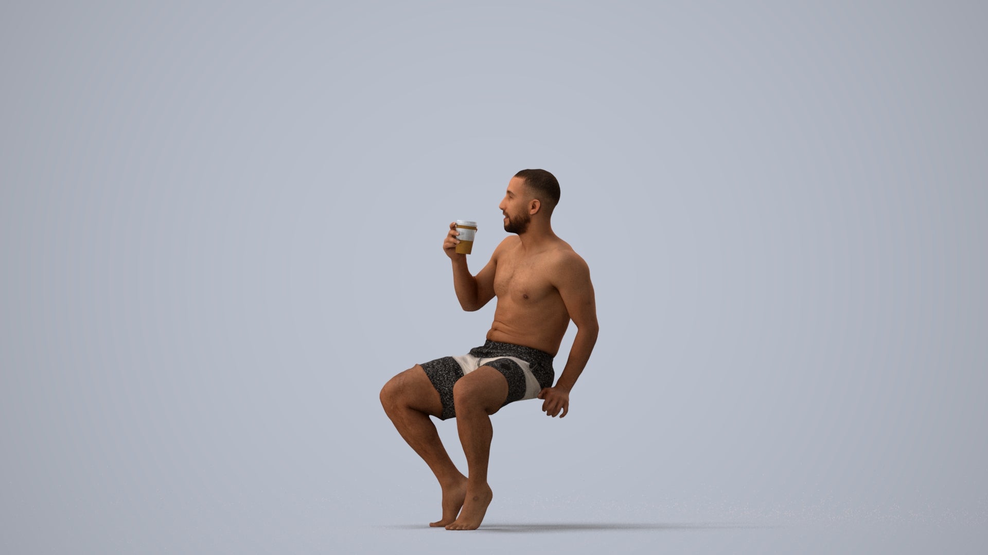 realistic 3D people man pool, render-ready for V-Ray and Corona, FBX OBJ, three-quarter view render