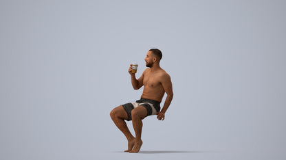 realistic 3D people man pool, render-ready for V-Ray and Corona, FBX OBJ, three-quarter view render
