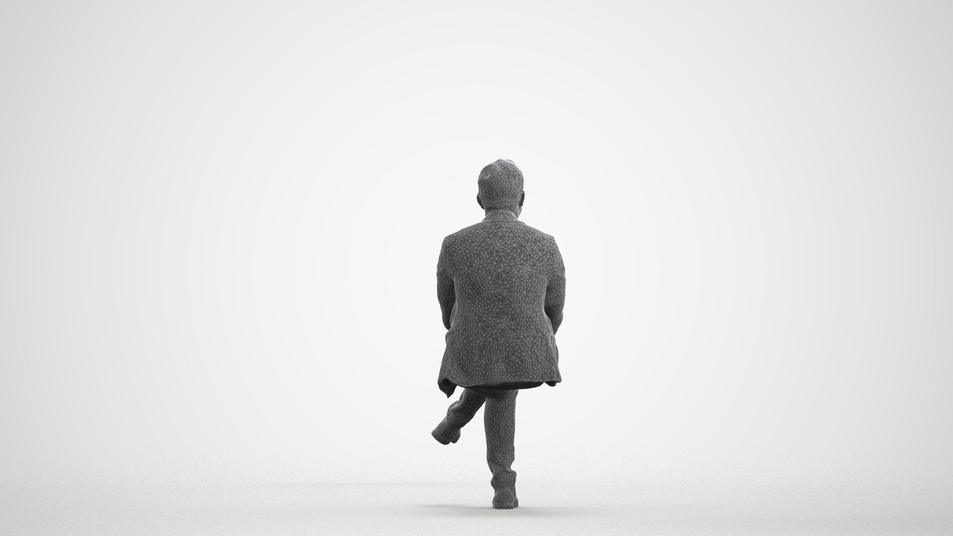 3D people model man business, scanned human for 3ds Max rendering, wireframe front view