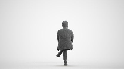 3D people model man business, scanned human for 3ds Max rendering, wireframe front view