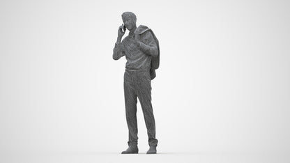 3D people model man business standing, scanned human for 3ds Max rendering, wireframe back view