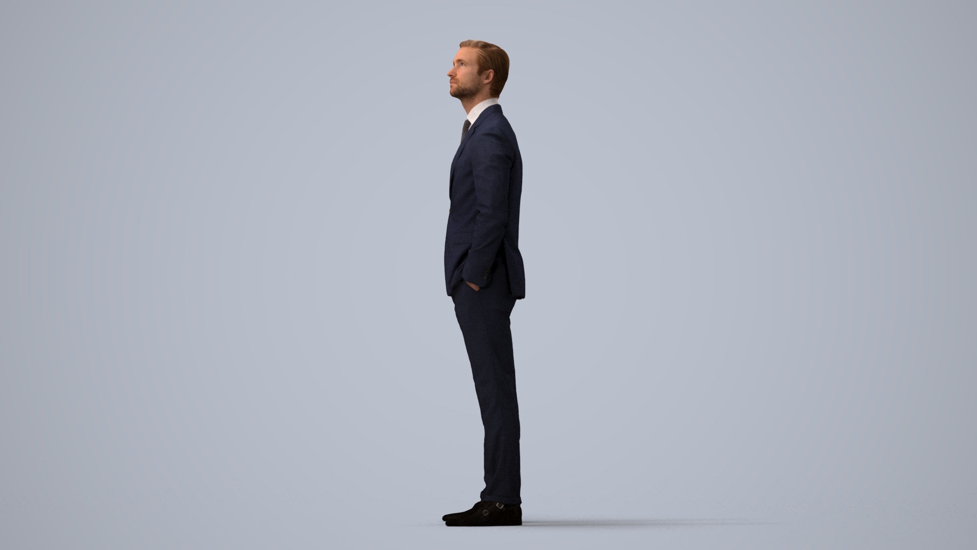 realistic 3D people man business, render-ready for V-Ray and Corona, FBX OBJ, three-quarter view render