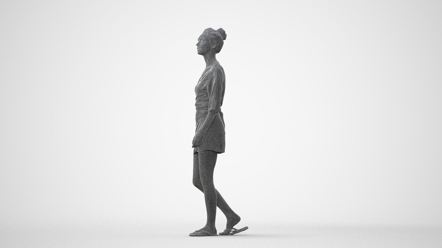 realistic 3D people woman casual walking, render-ready for V-Ray and Corona, FBX OBJ, square thumbnail