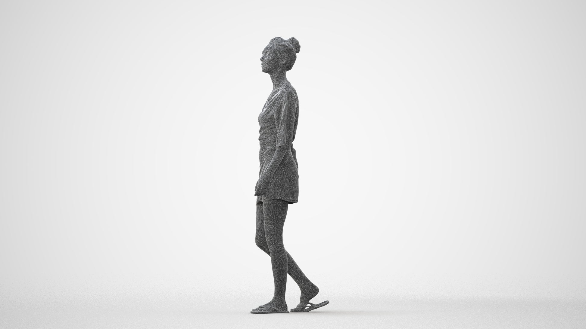 realistic 3D people woman casual walking, render-ready for V-Ray and Corona, FBX OBJ, square thumbnail