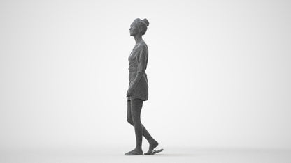 realistic 3D people woman casual walking, render-ready for V-Ray and Corona, FBX OBJ, square thumbnail