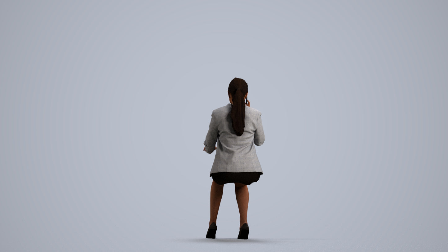 realistic 3D human woman business, archviz people FBX OBJ for Blender, front view render
