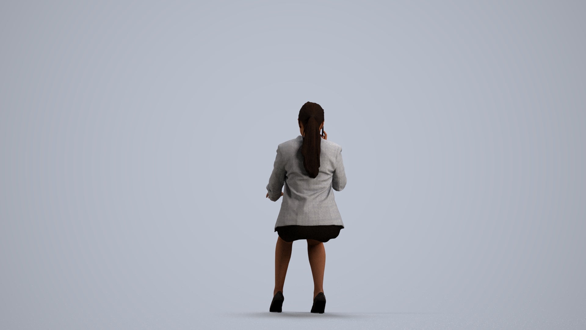 realistic 3D human woman business, archviz people FBX OBJ for Blender, front view render
