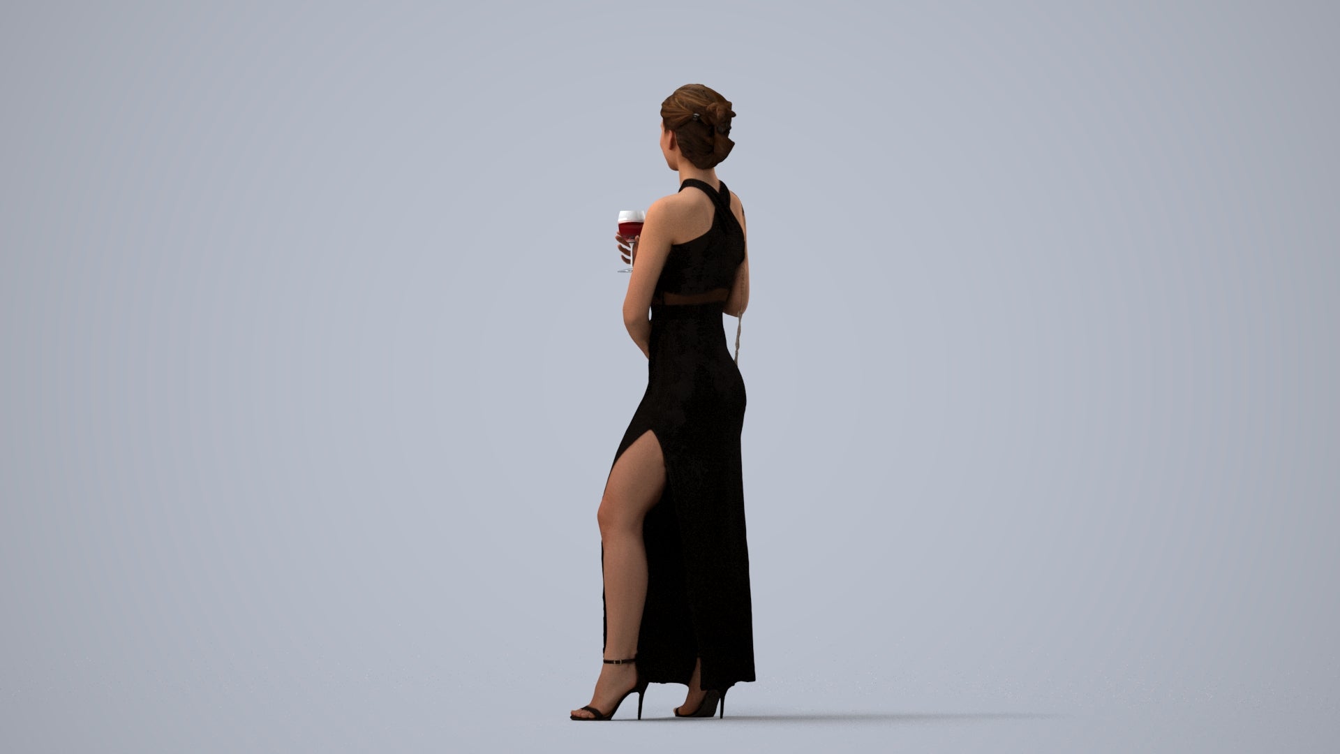 photogrammetry 3D woman formal formalaffairs, realistic human model archviz FBX, three-quarter view render
