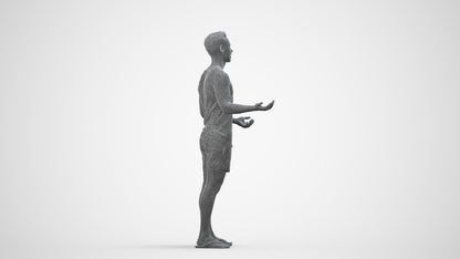 realistic 3D human man casual standing, archviz people FBX OBJ for Blender, wireframe side view