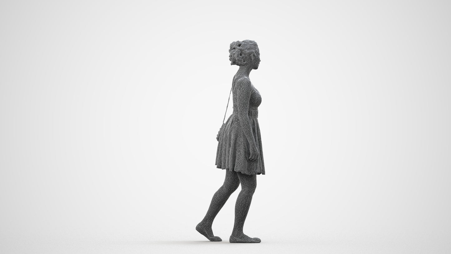 photogrammetry 3D woman formal formalaffairs, realistic human model archviz FBX, wireframe side view