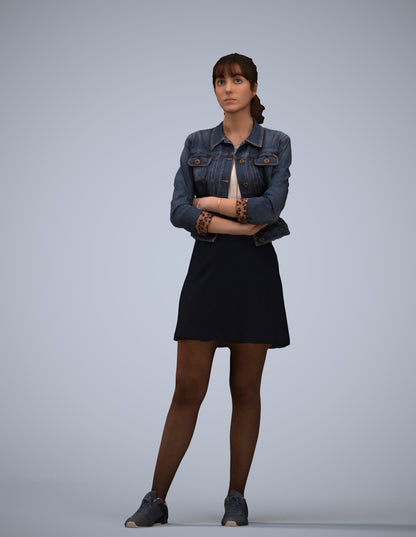 realistic 3D woman casual standing, scanned archviz people for Blender and 3ds Max