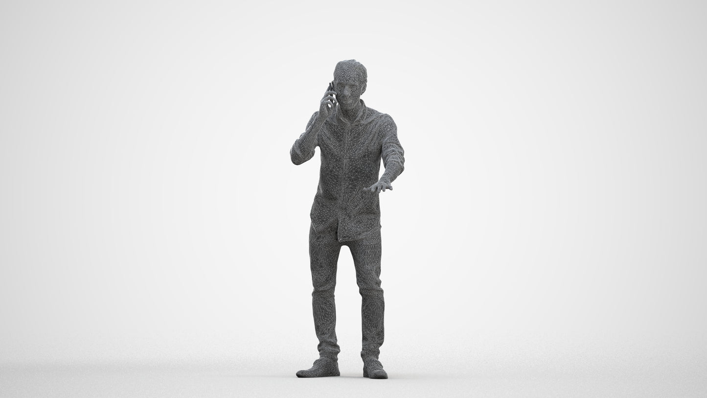 3D people model man casual standing, scanned human for 3ds Max rendering, three-quarter front view render