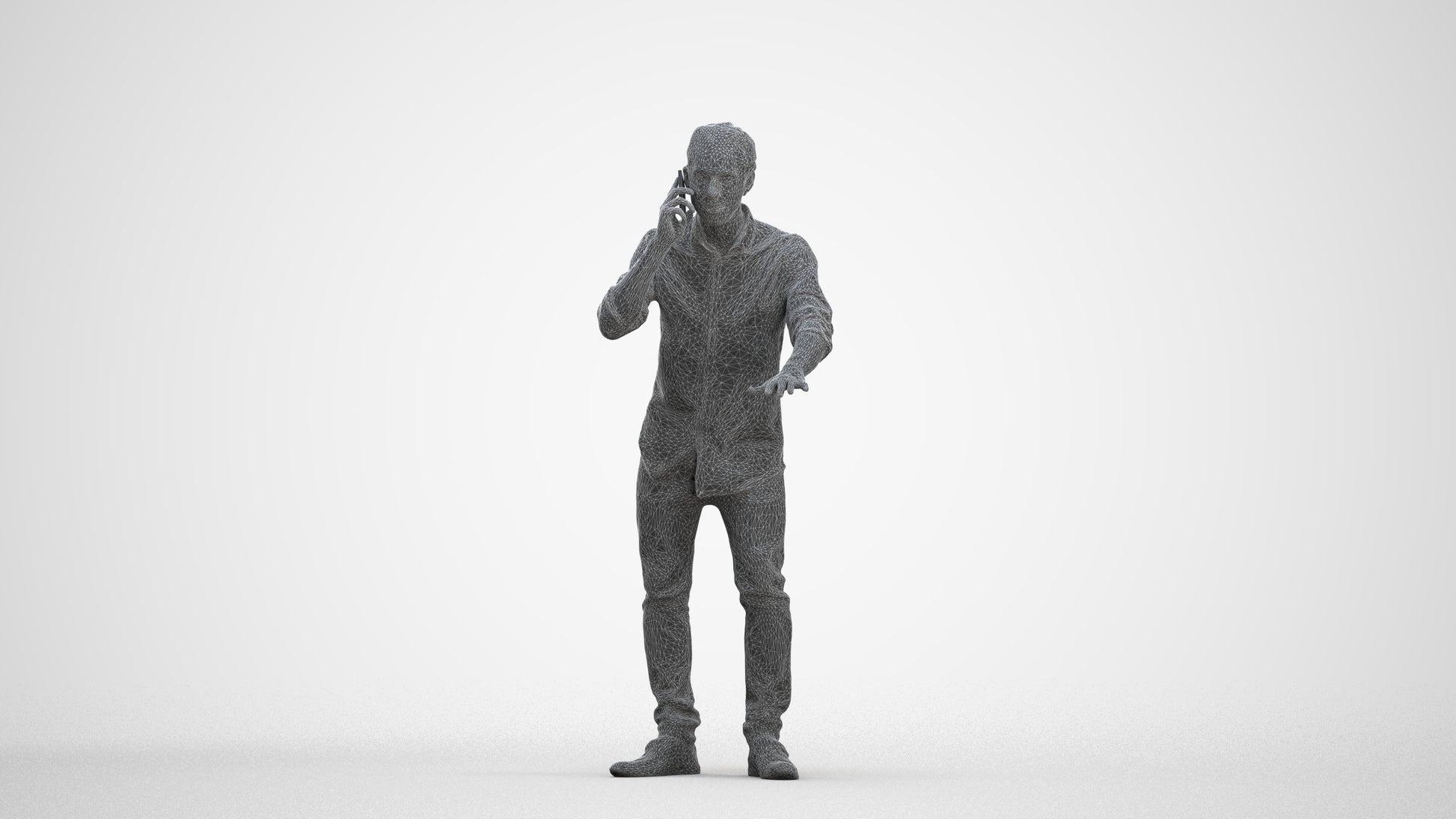 3D people model man casual standing, scanned human for 3ds Max rendering, three-quarter front view render