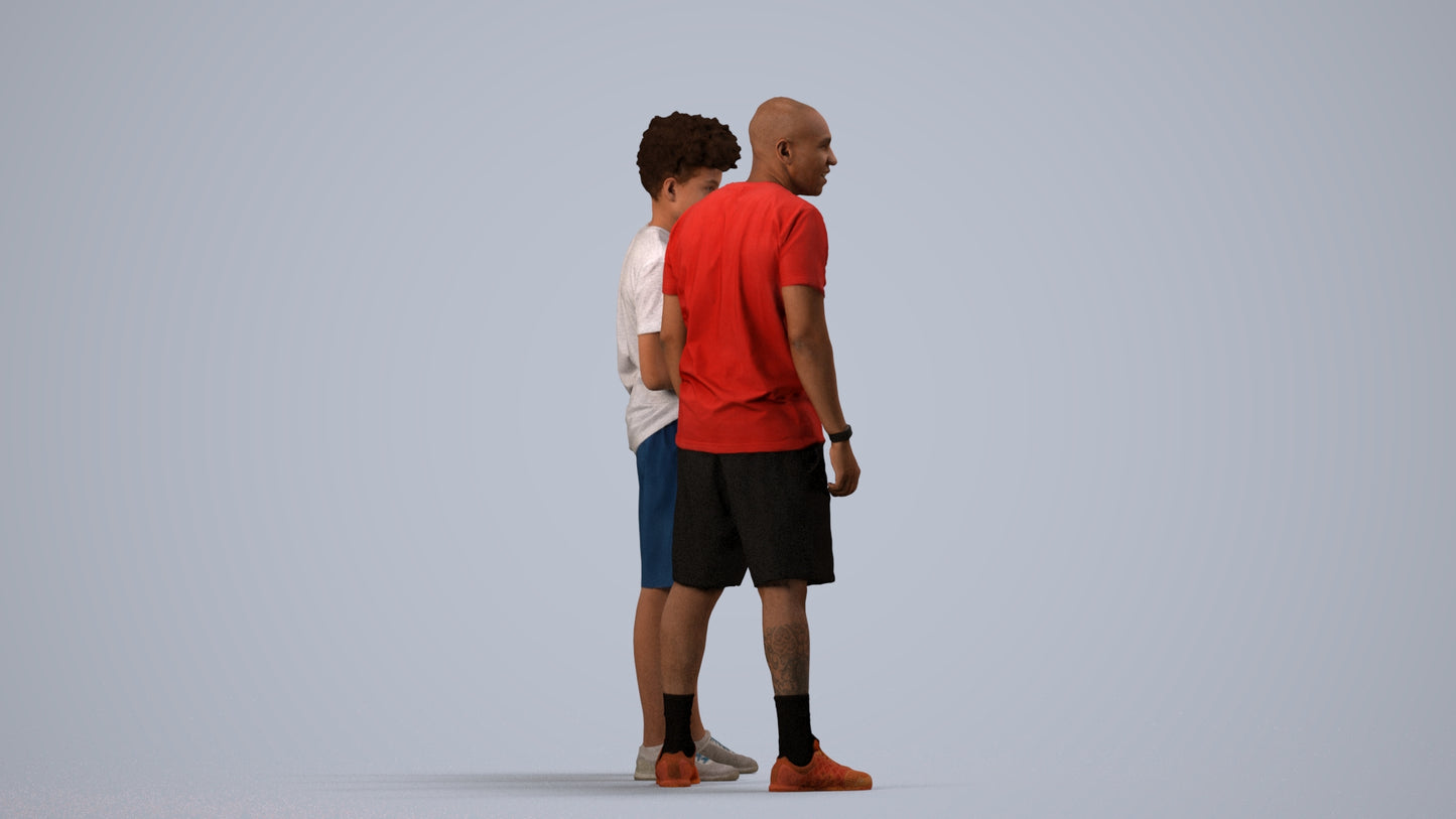 realistic 3D boy casual kids, scanned archviz people for Blender and 3ds Max, side view render