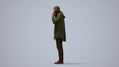 3D scanned man standing casual, photorealistic archviz people for Enscape and SketchUp, three-quarter view render