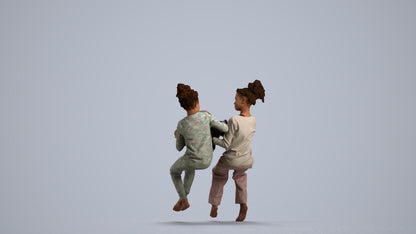 realistic 3D people girl kids, render-ready for V-Ray and Corona, FBX OBJ, front view render
