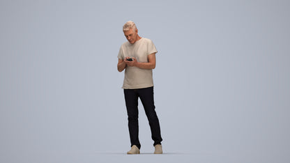 photogrammetry 3D senior man casual walking, realistic human model archviz FBX, top-down view render